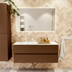 MONDIAZ VICA 120cm Badmeubel Onderkast Rust 2 Lades. Wastafel CLOUD Links Zonder Kraangat, Kleur Talc Met Spiegel LED. 12 MONDIAZ VICA 120cm Badmeubel Onderkast Rust 2 Lades. Wastafel CLOUD Links Zonder Kraangat, Kleur Talc Met Spiegel LED. -Zalig Baden Verkoopwinkel badkamermeubel vica rust cloud talc set1 0027