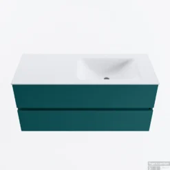 MONDIAZ VICA 110cm Badmeubel Onderkast Smag 2 Lades. Wastafel CLOUD Rechts 1 Kraangat, Kleur Talc.