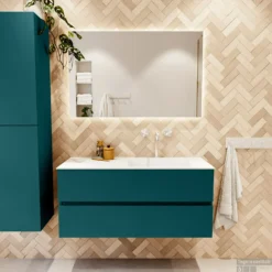 MONDIAZ VICA 110cm Badmeubel Onderkast Smag 2 Lades. Wastafel CLOUD Rechts 1 Kraangat, Kleur Talc. -Zalig Baden Verkoopwinkel badkamermeubel vica smag cloud talc set1 0018