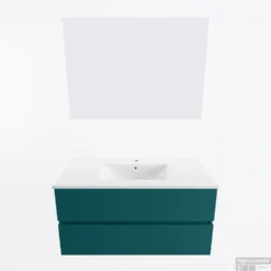 MONDIAZ VICA 100cm Badmeubel Onderkast Smag 2 Lades. Wastafel Denia Midden 1 Kraangat, Kleur Glanzend Wit Met Spiegel LED. -Zalig Baden Verkoopwinkel badkamermeubel vica smag denia talc google11 0004