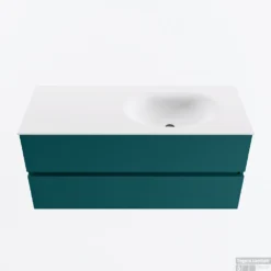 MONDIAZ VICA 110cm Badmeubel Onderkast Smag 2 Lades. Wastafel MOON Rechts 1 Kraangat, Kleur Talc.