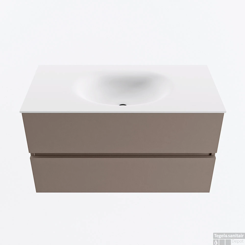 MONDIAZ VICA 90cm Badmeubel Onderkast Smoke 2 Lades. Wastafel MOON Midden Zonder Kraangat, Kleur Talc. 1 MONDIAZ VICA 90cm Badmeubel Onderkast Smoke 2 Lades. Wastafel MOON Midden Zonder Kraangat, Kleur Talc.