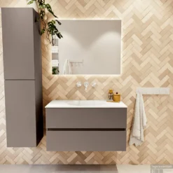 MONDIAZ VICA 90cm Badmeubel Onderkast Smoke 2 Lades. Wastafel MOON Midden Zonder Kraangat, Kleur Talc. 11 MONDIAZ VICA 90cm Badmeubel Onderkast Smoke 2 Lades. Wastafel MOON Midden Zonder Kraangat, Kleur Talc. -Zalig Baden Verkoopwinkel badkamermeubel vica smoke moon talc set1 0009