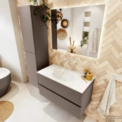 MONDIAZ VICA 90cm Badmeubel Onderkast Smoke 2 Lades. Wastafel MOON Midden Zonder Kraangat, Kleur Talc. 9 MONDIAZ VICA 90cm Badmeubel Onderkast Smoke 2 Lades. Wastafel MOON Midden Zonder Kraangat, Kleur Talc. -Zalig Baden Verkoopwinkel badkamermeubel vica smoke moon talc set2 0009