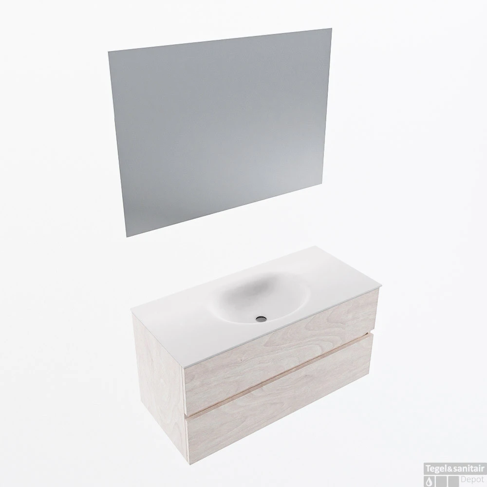 MONDIAZ VICA 100cm Badmeubel Onderkast Underlayment 2 Lades. Wastafel Moon Midden 1 Kraangat, Kleur Talc Met Spiegel LED. 1 MONDIAZ VICA 100cm Badmeubel Onderkast Underlayment 2 Lades. Wastafel Moon Midden 1 Kraangat, Kleur Talc Met Spiegel LED.