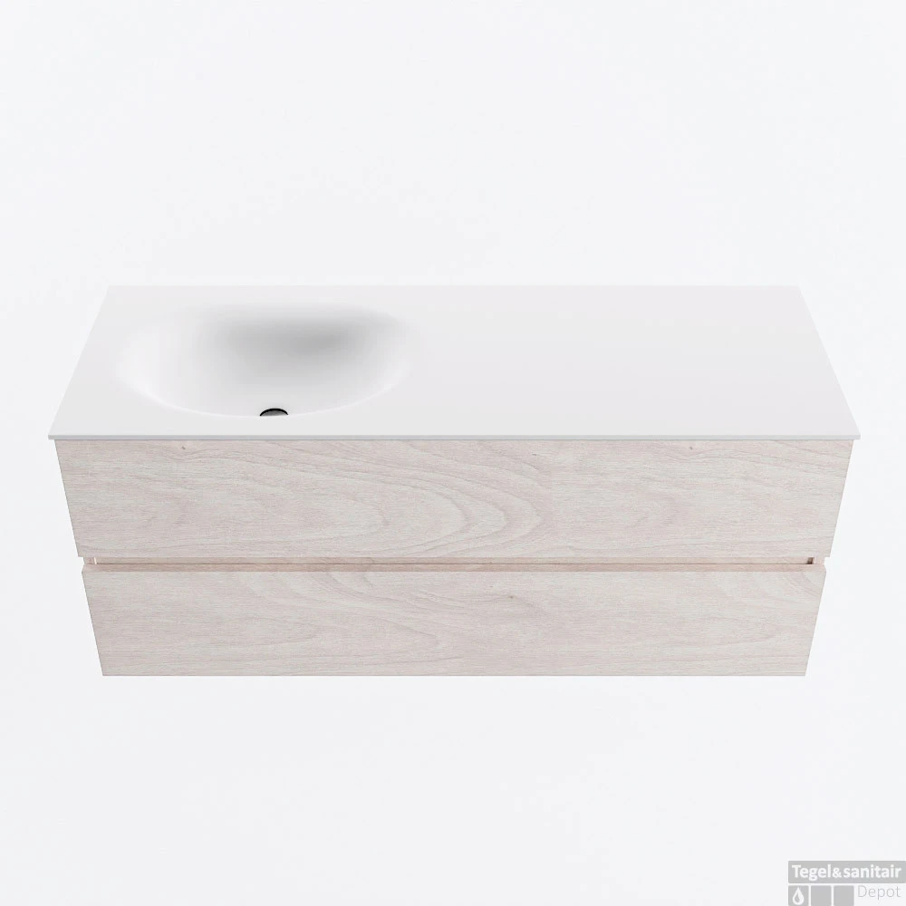 MONDIAZ VICA 120cm Badmeubel Onderkast Underlayment 2 Lades. Wastafel MOON Links 1 Kraangat, Kleur Talc. 1 MONDIAZ VICA 120cm Badmeubel Onderkast Underlayment 2 Lades. Wastafel MOON Links 1 Kraangat, Kleur Talc.