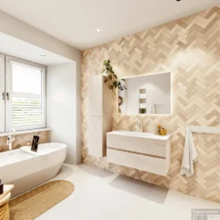 MONDIAZ VICA 100cm Badmeubel Onderkast Underlayment 2 Lades. Wastafel Moon Midden 1 Kraangat, Kleur Talc Met Spiegel LED. 14 MONDIAZ VICA 100cm Badmeubel Onderkast Underlayment 2 Lades. Wastafel Moon Midden 1 Kraangat, Kleur Talc Met Spiegel LED. -Zalig Baden Verkoopwinkel badkamermeubel vica underlayment moon talc set4 0010