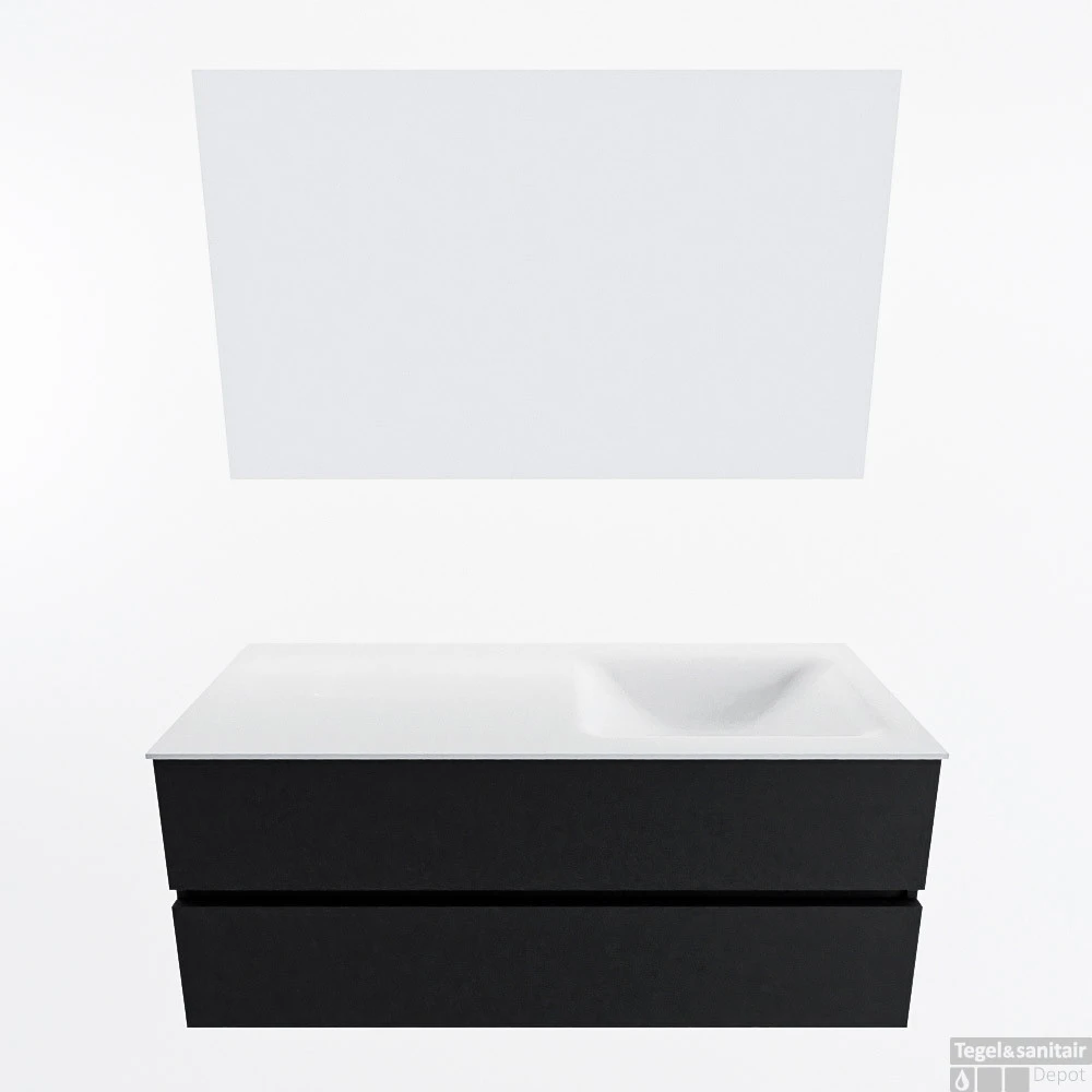 MONDIAZ VICA 120cm Badmeubel Onderkast Urban 2 Lades. Wastafel CLOUD Rechts 1 Kraangat, Kleur Talc Met Spiegel LED. 4 MONDIAZ VICA 120cm Badmeubel Onderkast Urban 2 Lades. Wastafel CLOUD Rechts 1 Kraangat, Kleur Talc Met Spiegel LED. - Afbeelding 4