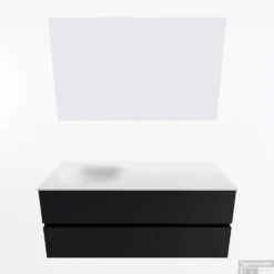 MONDIAZ VICA 120cm Badmeubel Onderkast Urban 2 Lades. Wastafel Moon Links 1 Kraangat, Kleur Talc Met Spiegel LED. -Zalig Baden Verkoopwinkel badkamermeubel vica urban moon talc google11 0023