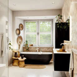 MONDIAZ VICA 120cm Badmeubel Onderkast Urban 2 Lades. Wastafel Moon Links 1 Kraangat, Kleur Talc Met Spiegel LED. -Zalig Baden Verkoopwinkel badkamermeubel vica urban moon talc set3 0023