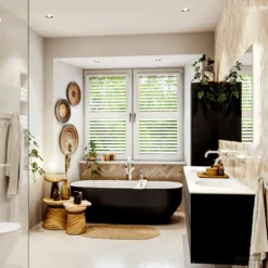 MONDIAZ VICA 190cm Badmeubel Onderkast Urban 4 Lades. Wastafel Moon Dubbel Zonder Kraangat, Kleur Talc Met Spiegel LED. -Zalig Baden Verkoopwinkel badkamermeubel vica urban moon talc set3 0101