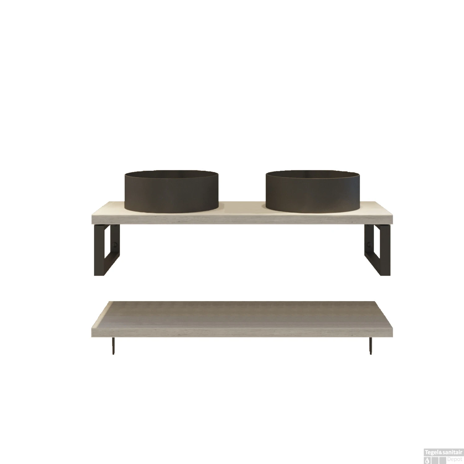 Badkamermeubelset BWS Eiken Massief Hout Bovenblad Zonder Boomschors 140 Cm Wit - Afbeelding 4