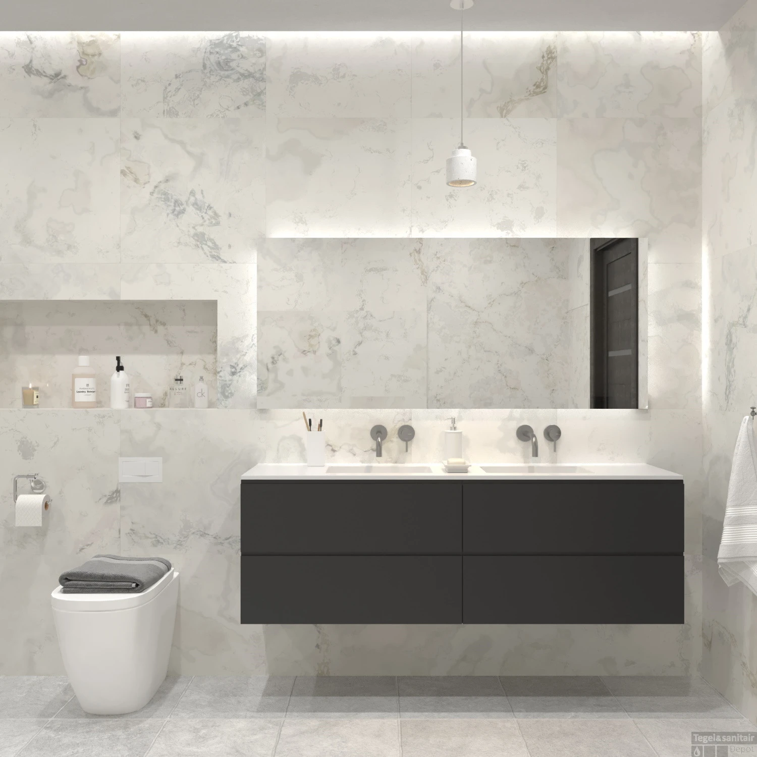 Badkamermeubelset Gliss Zeus 200 Cm Mat Zwart 1 Badkamermeubelset Gliss Zeus 200 Cm Mat Zwart