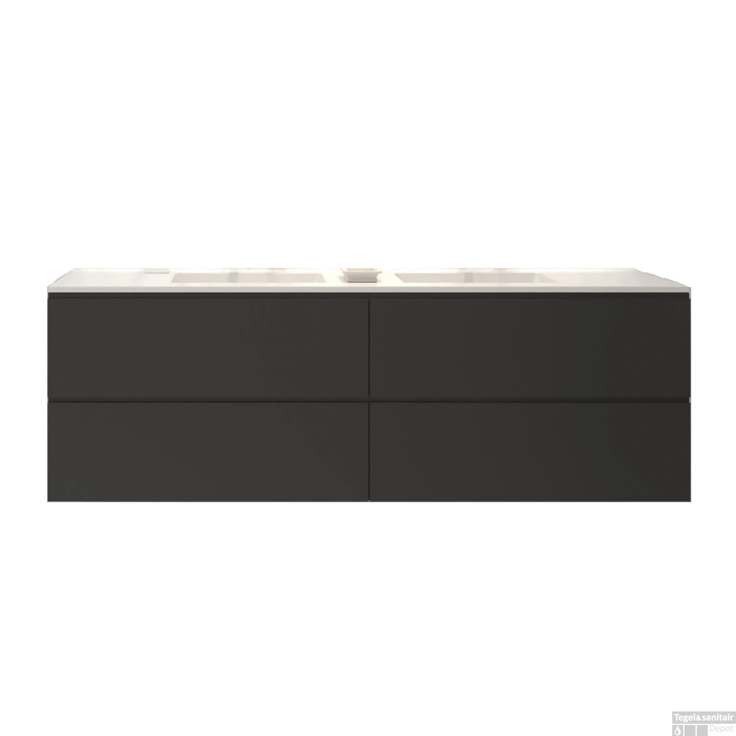 Badkamermeubelset Gliss Zeus 200 Cm Mat Zwart 3 Badkamermeubelset Gliss Zeus 200 Cm Mat Zwart - Afbeelding 3