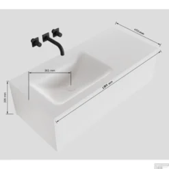 Badkamermeubelset Mondiaz LAGOM 130 Cm Linkse Wastafel Solid Surface Zonder Kraangaten Mat Zwart (1 Lade) -Zalig Baden Verkoopwinkel badkamermeubelset mondiaz lagom 130 cm led linkse wastafel solid surface zonder kraangaten mat zwart 1 lade tech