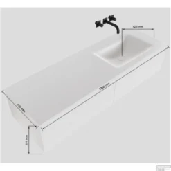 Badkamermeubelset Mondiaz LAGOM 170 Cm Rechtse Waskom Solid Surface Met 1 Kraangat Mat Wit (2 Laden) -Zalig Baden Verkoopwinkel badkamermeubelset mondiaz lagom 170 cm led rechtse wastafel solid surface zonder kraangaten mat zwart 2 laden tech 3