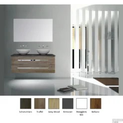 Badkamermeubelset Sanicare Q12 2 Laden Grey-Wood (spiegel Optioneel)