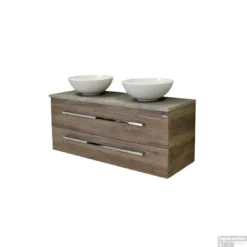 Badkamermeubelset Sanicare Q12 2 Laden Grey-Wood (spiegel Optioneel) -Zalig Baden Verkoopwinkel badkamermeubelset sanicare q12 2 laden truffel detail3 1