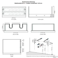 Badkamermeubelset Sanicare Q12 2 Laden Grey-Wood (spiegel Optioneel) -Zalig Baden Verkoopwinkel badkamermeubelset sanicare q12 2 laden truffel tech 1