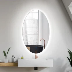 Gliss Badkamerspiegel Oval | Met LED Verlichting | 100x60cm | Vertikaal