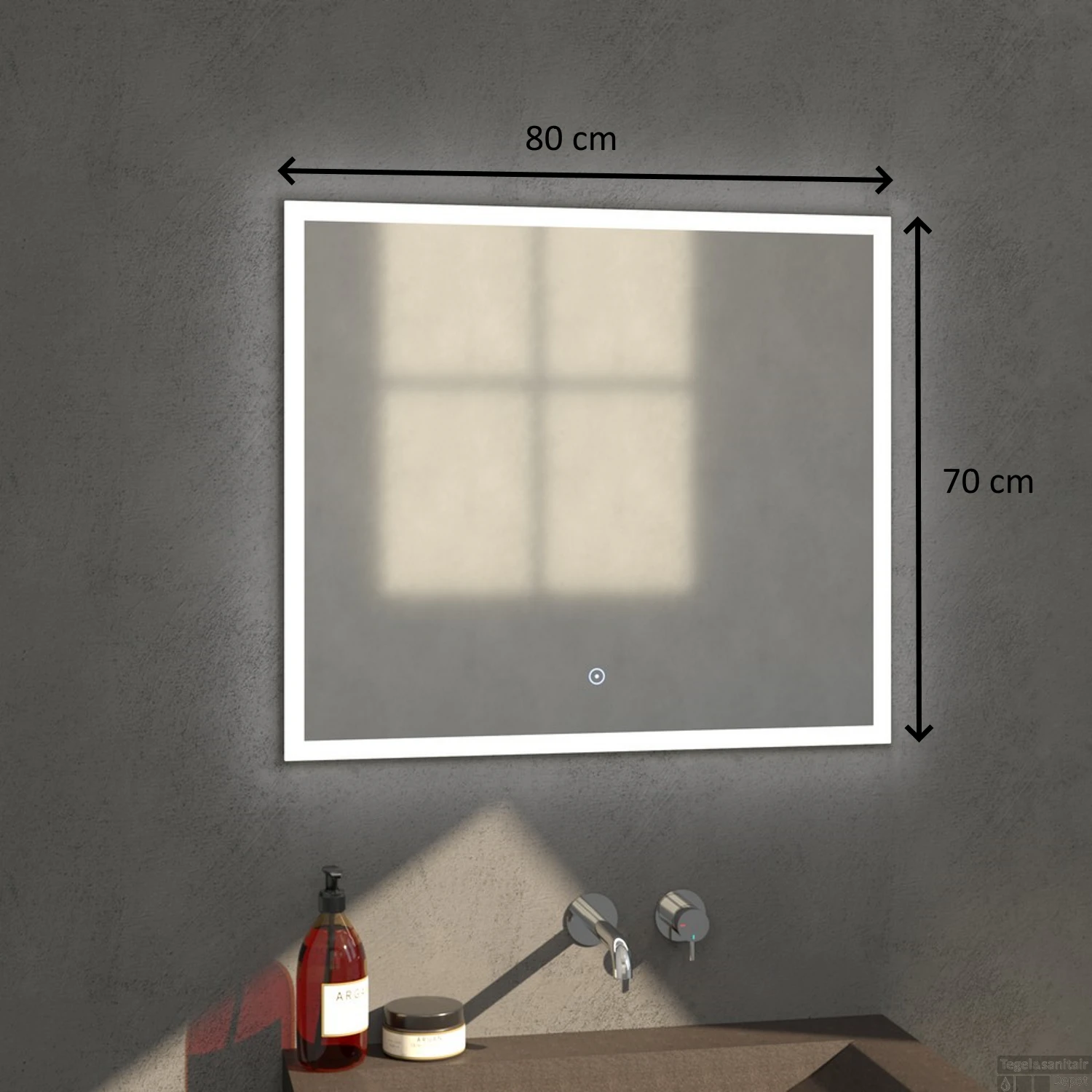 Badkamerspiegel Met LED Verlichting Sanitop Edge 80x70x3 Cm 2 Badkamerspiegel Met LED Verlichting Sanitop Edge 80x70x3 Cm - Afbeelding 2