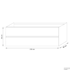 Badkamermeubel Solid Surface BWS Stockholm 150x45 Cm Mat Zwart Urban Midden (0 Kraangaten) -Zalig Baden Verkoopwinkel badmeubel bws 150 cm 2 lades tech