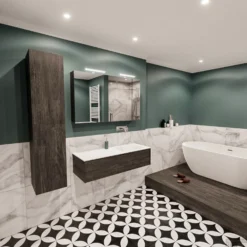 Badkamermeubel BWS Madrid Dark Brown 120x45x30 Cm Mat Witte Solid Surface Wastafel Rechts (0 Kraangaten) -Zalig Baden Verkoopwinkel badmeubel bws madrid 120 dark brown rechts 1ld 0krg detail2