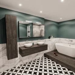 Badkamermeubel BWS Madrid Dark Brown 150 Cm Met Topblad En Keramische Waskom Dubbel (2 Kraangaten) -Zalig Baden Verkoopwinkel badmeubel bws madrid 150 dark brown witte waskom dubbel 1ld 2krg detail2