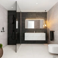 Badkamermeubel BWS Madrid Carrara Mat 150 Cm Solid Surface Wastafel (1 Kraangat, 2 Lades)