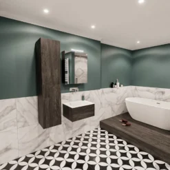 Badkamermeubel BWS Madrid Dark Brown 60x45x30 Cm Mat Witte Solid Surface Wastafel (0 Kraangaten) -Zalig Baden Verkoopwinkel badmeubel bws madrid 60 dark brown 1ld 0krg detail2