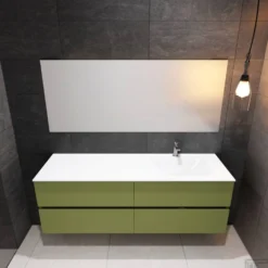Badkamermeubel Solid Surface BWS Stockholm 200x46 Cm Mat Groen Wasbak Rechts (1 Kraangat, 4 Lades) 6 Badkamermeubel Solid Surface BWS Stockholm 200x46 Cm Mat Groen Wasbak Rechts (1 Kraangat, 4 Lades) -Zalig Baden Verkoopwinkel badmeubel bws oslo 200x46 cm mat groen wasbak rechts 1 krg 4lds detail