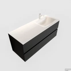 Badkamermeubel Solid Surface BWS Oslo 120x45 Cm Mat Zwart Urban Rechts (1 Kraangat) 9 Badkamermeubel Solid Surface BWS Oslo 120x45 Cm Mat Zwart Urban Rechts (1 Kraangat) -Zalig Baden Verkoopwinkel badmeubel bws oslo mat zwart 120 2lds 1krg rechts shop