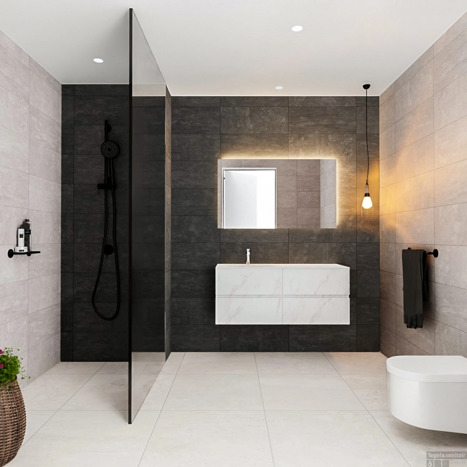 Badkamermeubel BWS Valencia Carrara Mat 120 Cm Solid Surface Wastafel Links (1 Kraangat, 4 Lades) 1 Badkamermeubel BWS Valencia Carrara Mat 120 Cm Solid Surface Wastafel Links (1 Kraangat, 4 Lades)