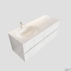 Badkamermeubel BWS Valencia Carrara Mat 120 Cm Solid Surface Wastafel Links (1 Kraangat, 4 Lades) 7 Badkamermeubel BWS Valencia Carrara Mat 120 Cm Solid Surface Wastafel Links (1 Kraangat, 4 Lades) -Zalig Baden Verkoopwinkel badmeubel bws valencia 120 solidsurface links 1krg 4lds shop