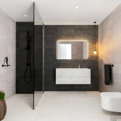 Badkamermeubel BWS Valencia Carrara Mat 120 Cm Solid Surface Wastafel Rechts (1 Kraangat, 2 Lades)