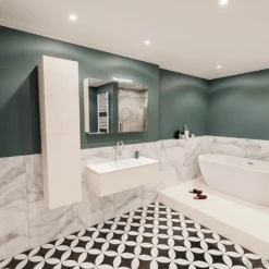 Badkamermeubel BWS Madrid Wit 100x45x30 Cm Mat Witte Solid Surface Wastafel (1 Kraangat) -Zalig Baden Verkoopwinkel badmeubel bws wit 100 cm 1ld 1krg detail2