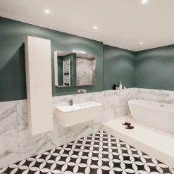 Badkamermeubel BWS Madrid Wit 100x45x30 Cm Mat Witte Solid Surface Wastafel Rechts (0 Kraangaten) -Zalig Baden Verkoopwinkel badmeubel bws wit 100 cm rechts 1ld 0krg detail2