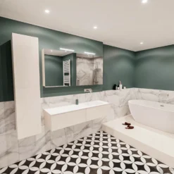 Badkamermeubel BWS Madrid Wit 150x45x30 Cm Mat Witte Solid Surface Wastafel Rechts (2 Lades, 0 Kraangaten) -Zalig Baden Verkoopwinkel badmeubel bws wit 150 cm rechts 2ld 0krg detail2