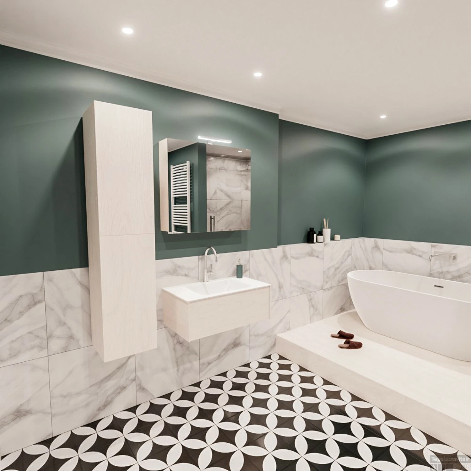 Badkamermeubel BWS Madrid Wit 80x45x30 Cm Mat Witte Solid Surface Wastafel (1 Kraangat) 4 Badkamermeubel BWS Madrid Wit 80x45x30 Cm Mat Witte Solid Surface Wastafel (1 Kraangat) - Afbeelding 4