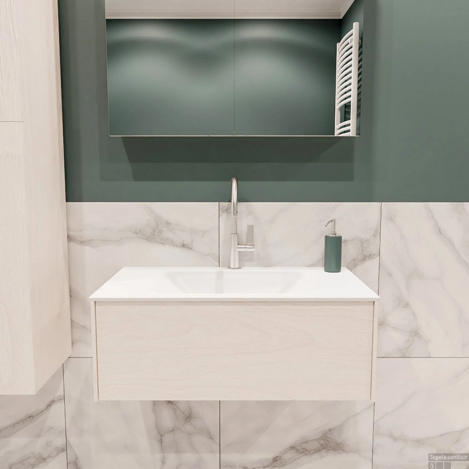 Badkamermeubel BWS Madrid Wit 80x45x30 Cm Mat Witte Solid Surface Wastafel (1 Kraangat) 1 Badkamermeubel BWS Madrid Wit 80x45x30 Cm Mat Witte Solid Surface Wastafel (1 Kraangat)