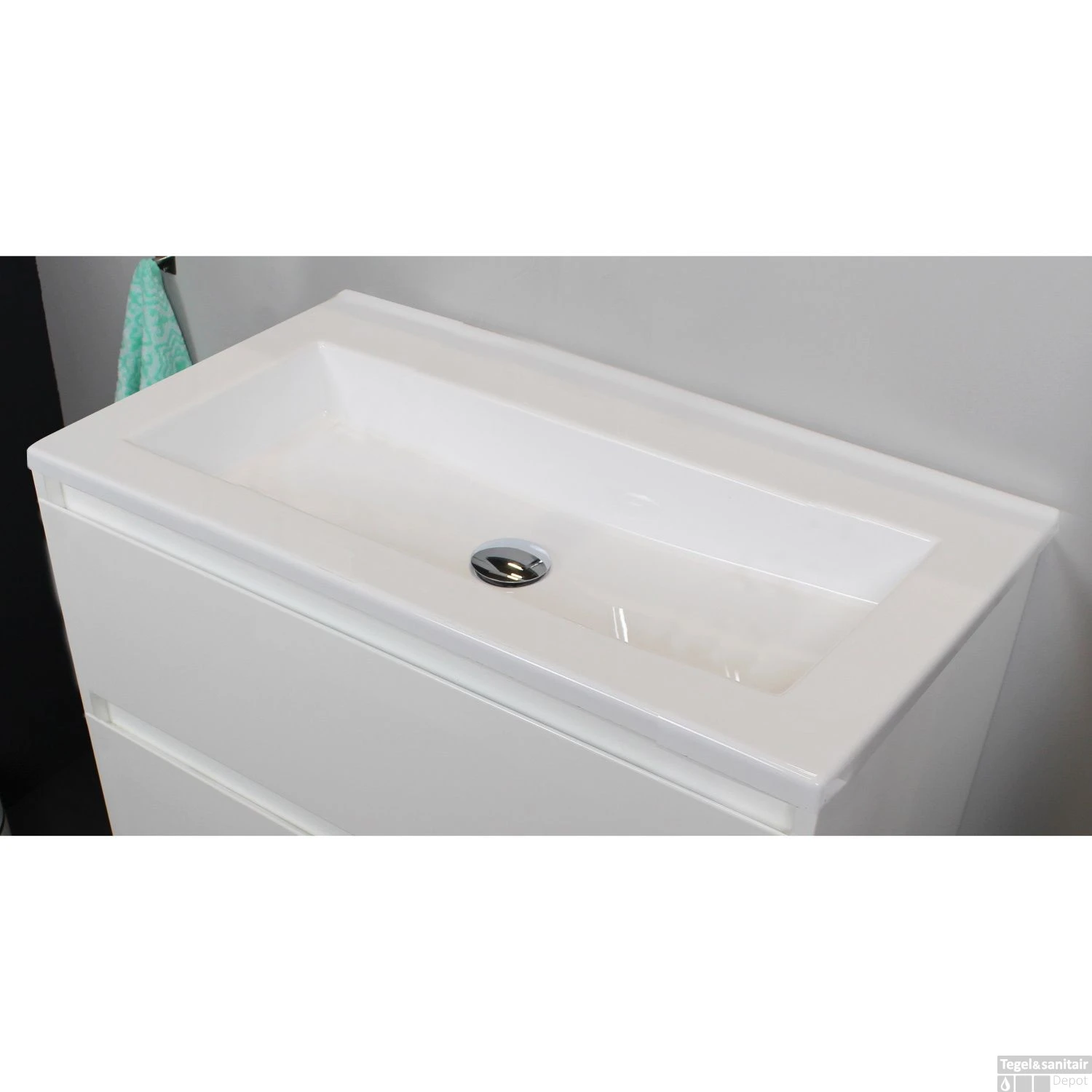Badkamermeubel Boss & Wessing Pepper Acryl Wastafel Zonder Kraangat 80x55x46 Cm Wit - Afbeelding 4