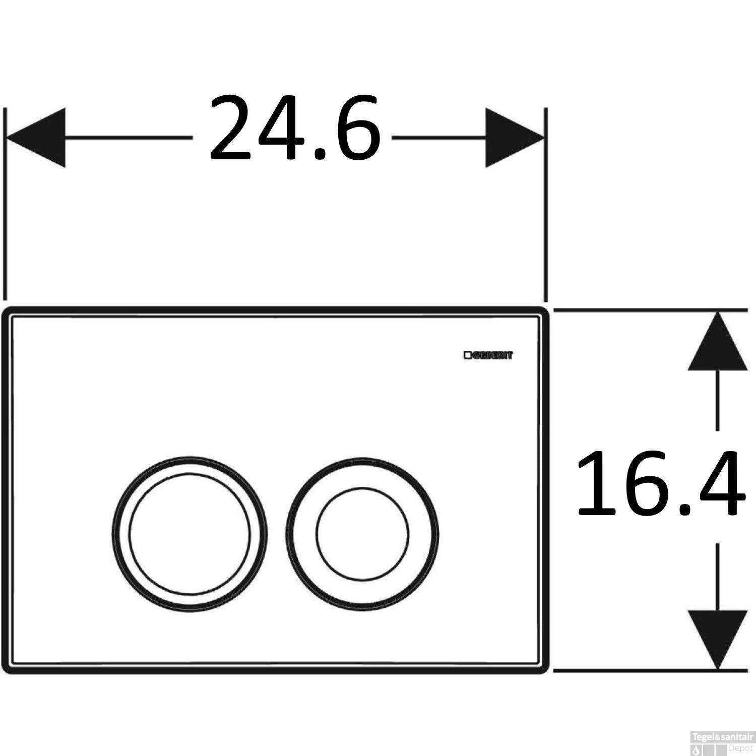Bedieningsplaat Geberit Delta 25 Frontbediening Wit 2 Bedieningsplaat Geberit Delta 25 Frontbediening Wit - Afbeelding 2