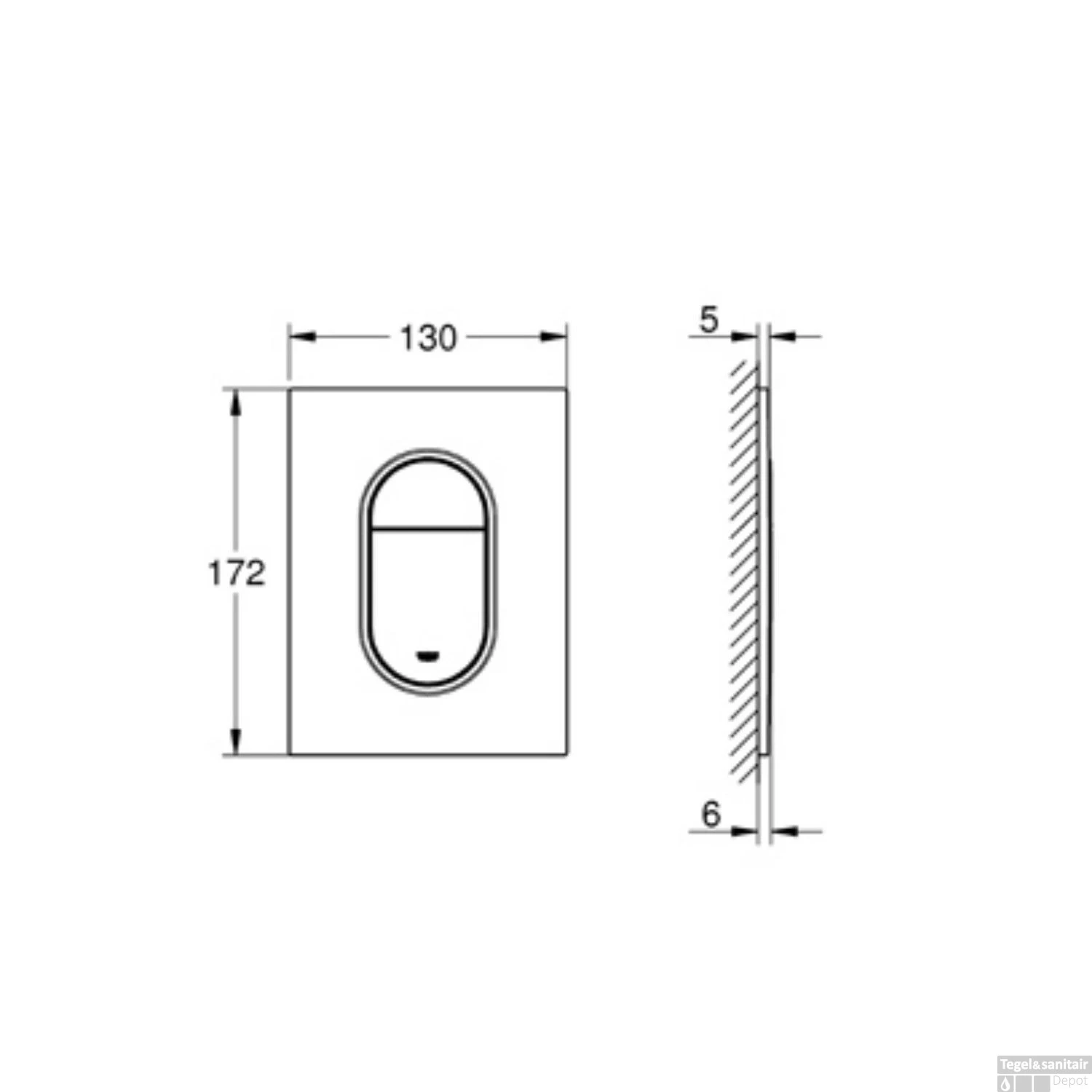 Bedieningsplaat Grohe Arena Cosmopolitan S WC DF 13x17,2cm MatChroom 2 Bedieningsplaat Grohe Arena Cosmopolitan S WC DF 13x17,2cm MatChroom - Afbeelding 2