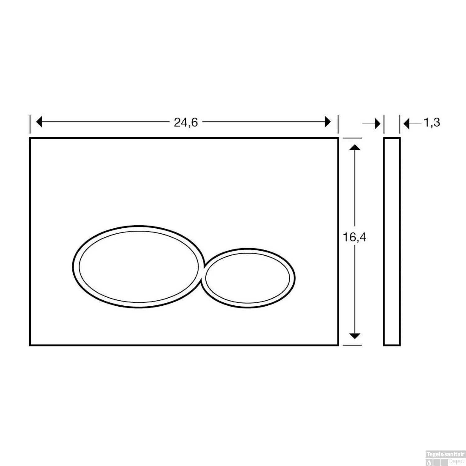 Bedieningsplaat Wiesbaden Voor Geberit UP320 24,6x16,4 Cm Glanzend Wit - Afbeelding 2