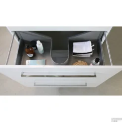 Badmeubelset BWS Salt 60x46cm Met Grepen 2 Lades Met Wastafel Hardsteen Ice White -Zalig Baden Verkoopwinkel binnenlade onderkast ice white met chrome greep 18