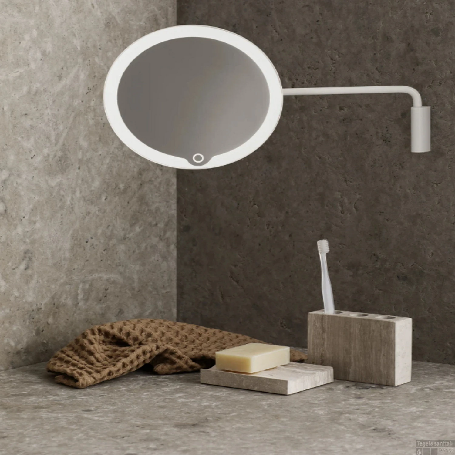 Led Cosmeticaspiegel Blomus Modo Met Muurbeugel Wit 2 Led Cosmeticaspiegel Blomus Modo Met Muurbeugel Wit - Afbeelding 2