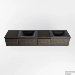 MONDIAZ BUKLA 200cm Badmeubel Met Module 40 Rechts Kleur Dark Brown Met 4 Lades. Wastafel CLOUD Dubbel 2 Kraangaten Kleur Urban. -Zalig Baden Verkoopwinkel bukla2 modulair dark brown planchet urban google 3 0021