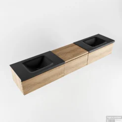 MONDIAZ BUKLA 220cm Badmeubel Met Module 60 Kleur Washed Oak Met 3 Lades. Wastafel CLOUD Dubbel 0 Kraangaten Kleur Urban. -Zalig Baden Verkoopwinkel bukla2 modulair washed oak planchet urban google 1 0058