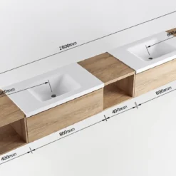MONDIAZ BUKLA 280cm Badmeubel Met Open Module 40 Midden Kleur Dark Brown Met 4 Lades. Wastafel CLOUD Dubbel 0 Kraangaten Kleur Talc. -Zalig Baden Verkoopwinkel bukla 280cm double met 80cm open 6320013190838