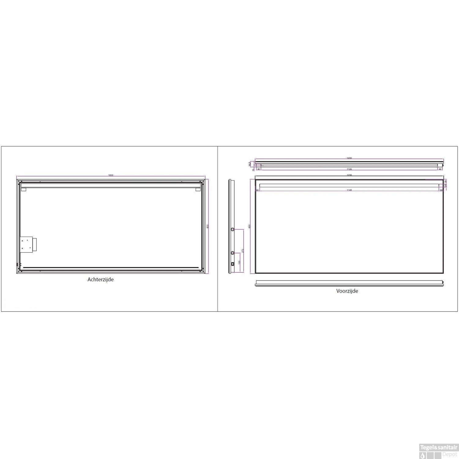 BWS Ambi Two LED Spiegel Dimbaar Condensvrij 120x60 Cm 3 BWS Ambi Two LED Spiegel Dimbaar Condensvrij 120x60 Cm - Afbeelding 3